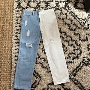 SHEIN split colored jeans